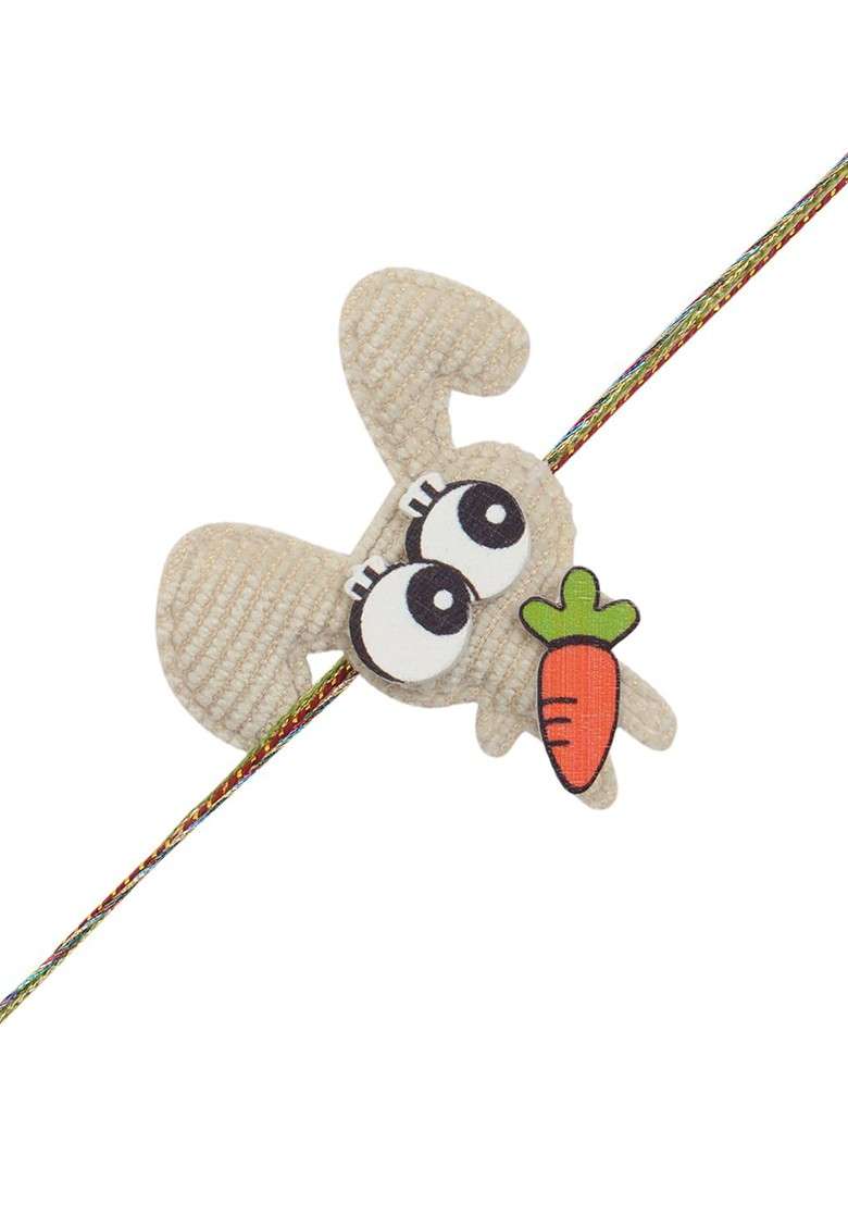 Boys Goldplated Grey Bunny Rakhi - Indya
