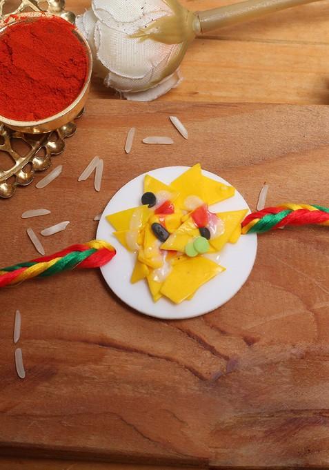 Kids Multicoloired Cheesy Nacho Platter Rakhi