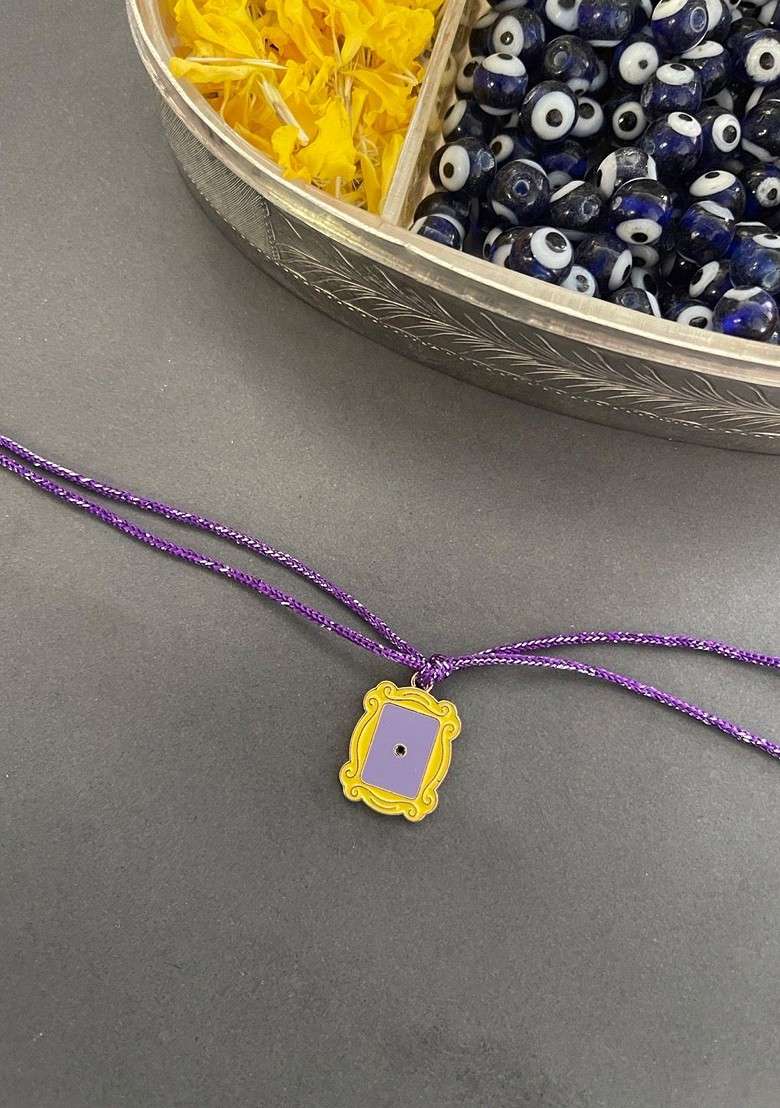 Boys Yellow And Purple Frame Rakhi - Indya