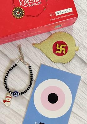 Kids Baby Nazaria Evil Eye Rakhi Combo With Roli Chawal Shagun