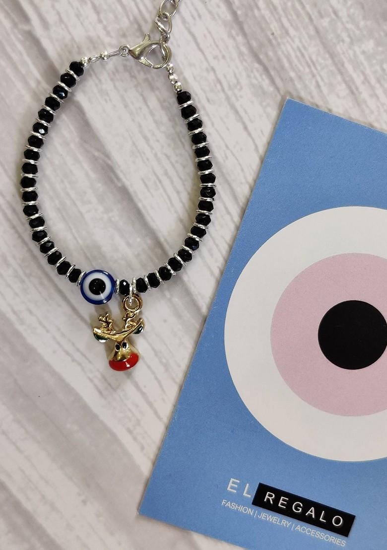 Kids Red Nazaria Rakhi Combo With Greeting Card And Roli Chawal Shagun - Indya