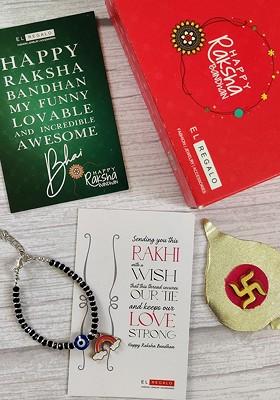 Kids Baby Nazaria Evil Eye Rakhi Combo With Roli Chawal Shagun