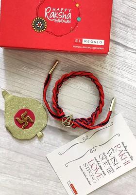 Bracelet Rakhi Combo For Bhaiya With Roli Chawal Shagun And Greeting Card