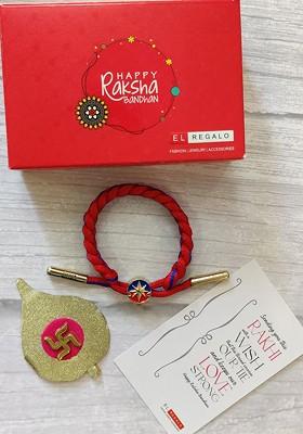 Bracelet Rakhi Combo For Bhaiya With Roli Chawal Shagun And Greeting Card