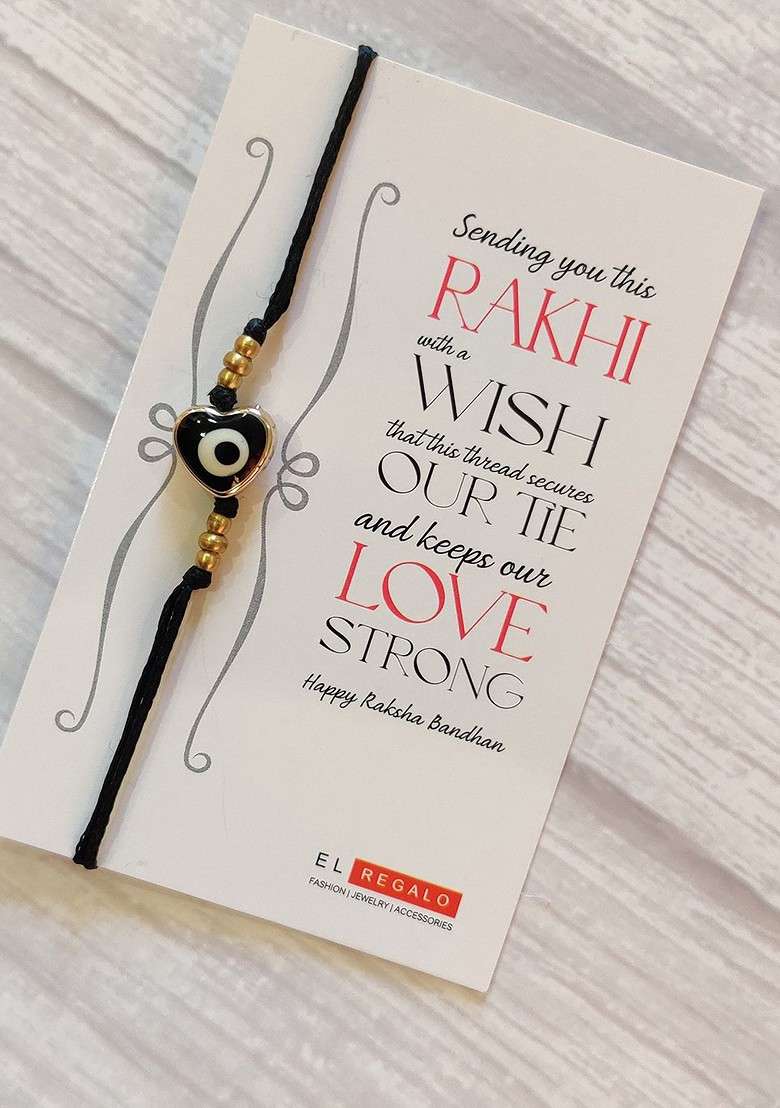 Evil Eye Rakhi Combo For Bhaiya With Roli Chawal Shagun And Greeting Card - Indya