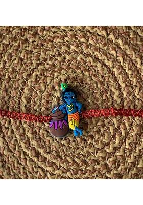 Blue Boys Blue And Brown Krishna Cartoon Character Thread Rakhi