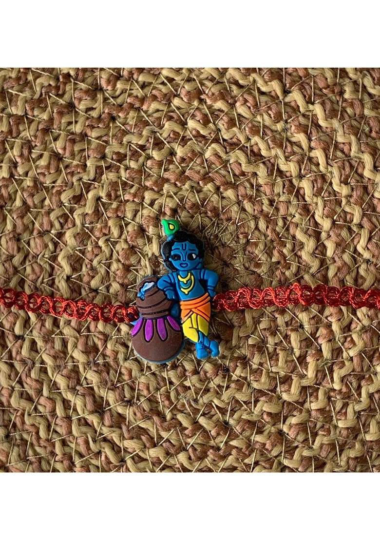 Blue Boys Blue And Brown Krishna Cartoon Character Thread Rakhi - Indya
