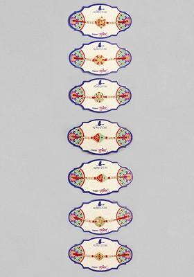 Set Of 7 Stone Studded Rakhis