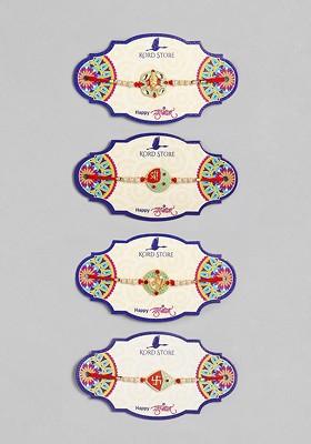 Boys Set Of 4 Stone Studded Beaded Rakhi