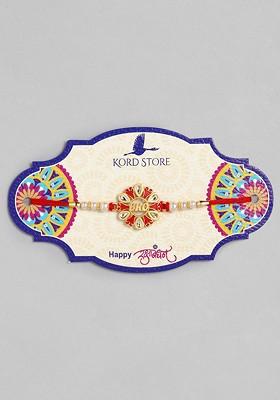 Boys Goldtoned And Red Bro Mark Studded Rakhi