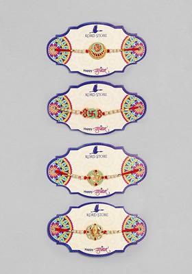 Boys Set Of 4 Om Swastika And Ganeshji Design Rakhi