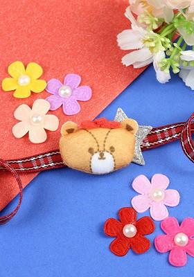 Teddy Bear Plush Toy Kids Wraparound Bracelet Rakhi With Roli Chawal