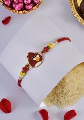 Red Beaded Cute Angry Bird Cartoon Thread Rakhi