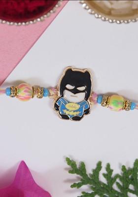 Black Kids Cartoon Thread Rakhi With Roli Chawal And Rakshabandhan Card