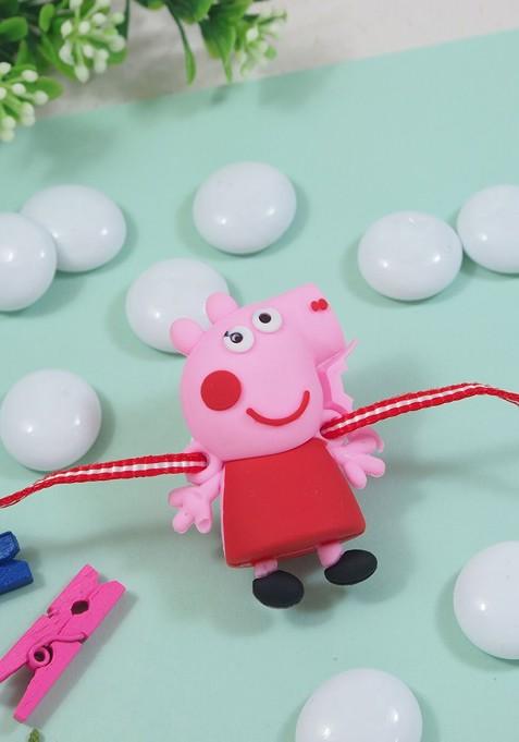 Pink Boys Cartoon Thread Rakhi With Roli Chawal