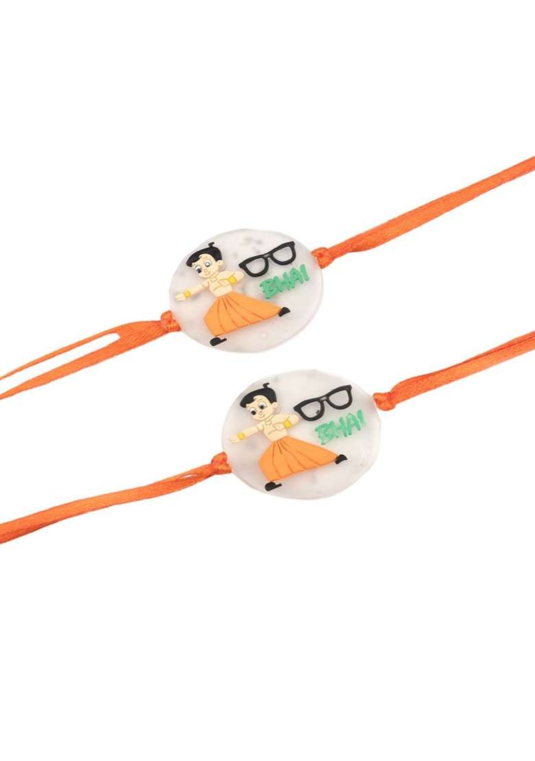 Kids Chhota Bheem Thread Bhaiya Bhabhi Rakhis With Roli Chawal - Indya