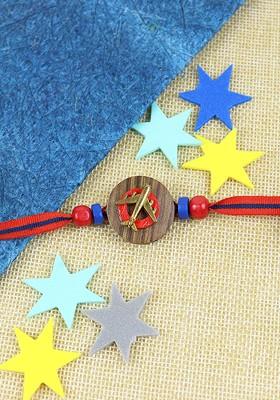 Red Boys Airplane Thread Rakhi With Roli Chawal