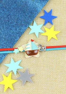 Blue Boys Thread Rakhi With Roli Chawal