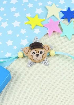 Brown Boys Thread Rakhi With Roli Chawal