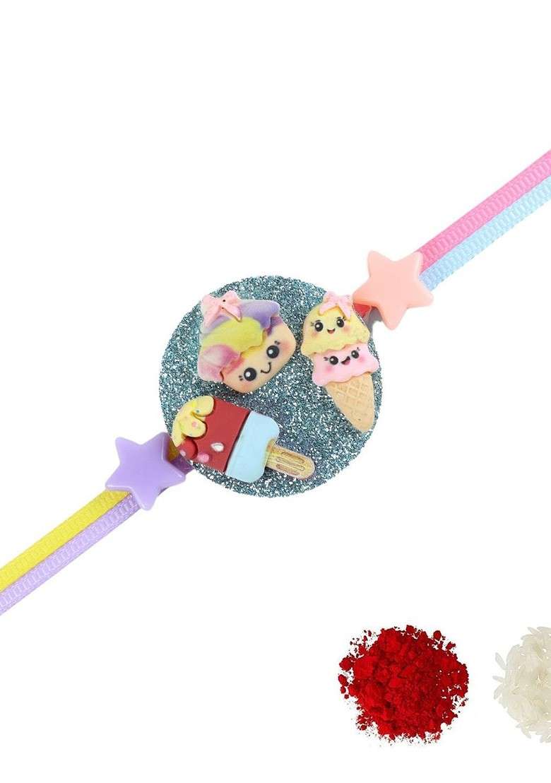 Pink Boys Icecream Donut Thread Rakhi With Roli Chawal - Indya