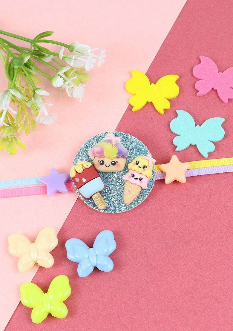Pink Boys Icecream Donut Thread Rakhi With Roli Chawal - Indya