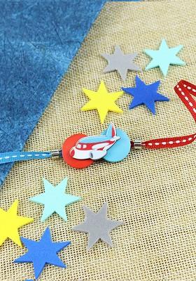 Blue Boys Thread Rakhi With Roli Chawal