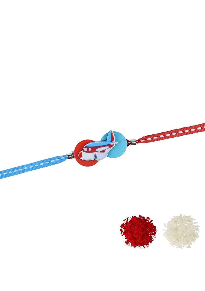 Blue Boys Thread Rakhi With Roli Chawal - Indya