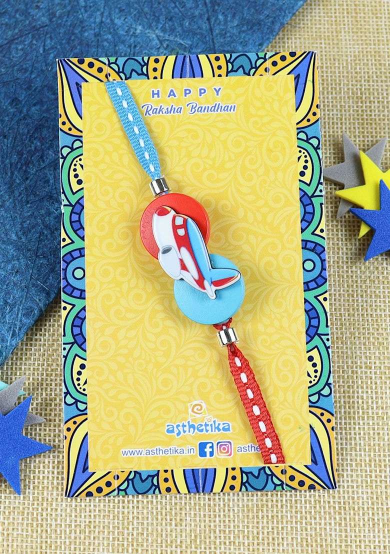 Blue Boys Thread Rakhi With Roli Chawal - Indya