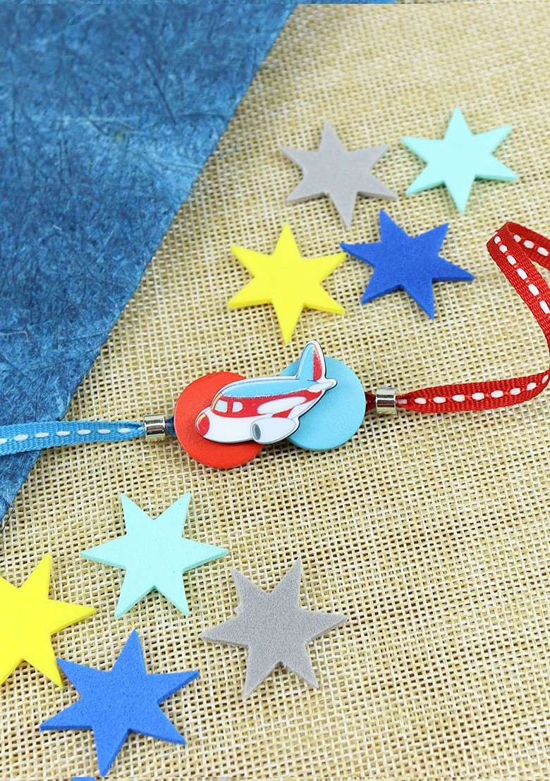 Blue Boys Thread Rakhi With Roli Chawal - Indya