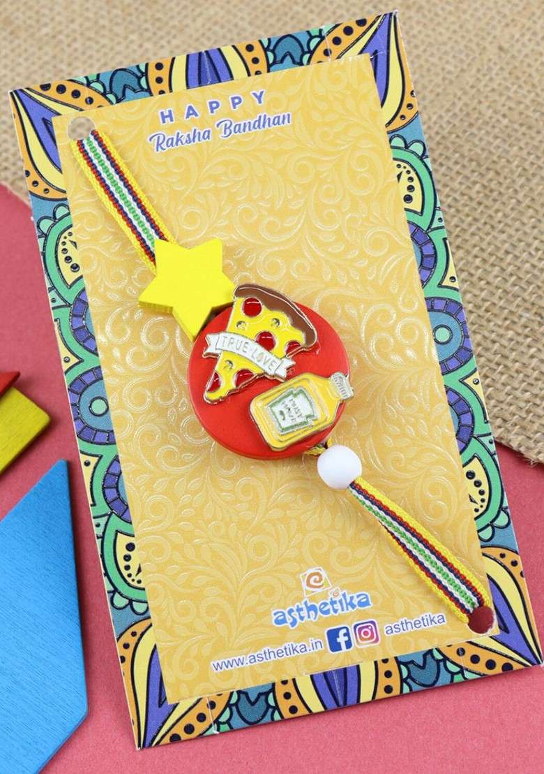 Boys Pizza Charm Beaded Rakhi - Indya