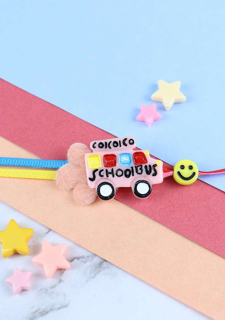 Boys Smiley School Bus Charm Rakhi - Indya