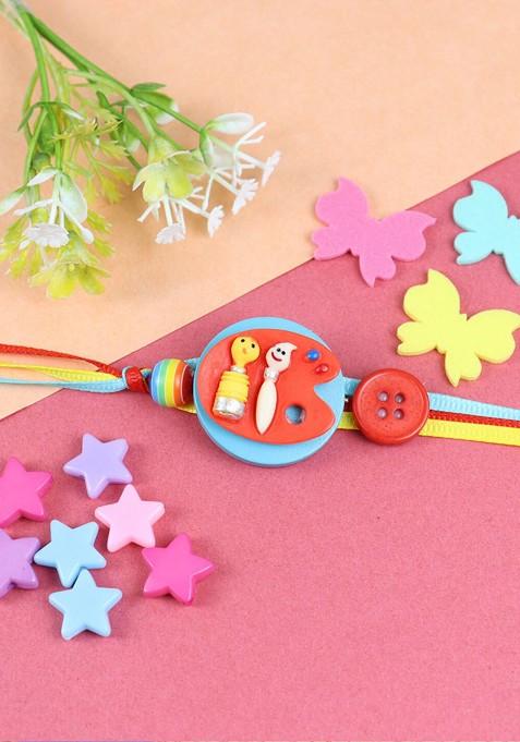Red Boys Paint Palette Charm Thread Rakhi