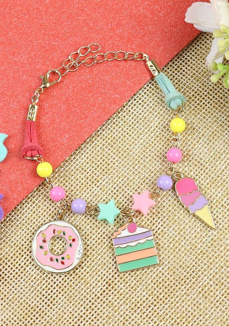 Ice Cream Donut Kids Wraparound Bracelet Rakhi With Roli Chawal - Indya