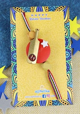 Red Boys Cricket Bat Sports Thread Rakhi