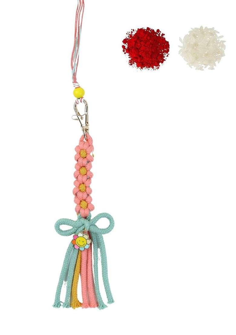 Braided Keychain Lumba Rakhi With Roli Chawal - Indya