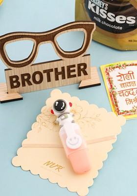 Peach Kids Assorted Sketch Pen Design Thread Rakhi Combo