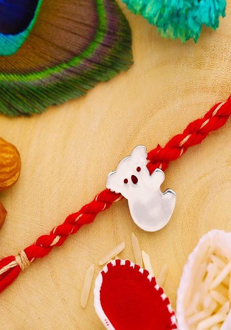 Silver Kids 925 Sterling Silver Koala Bear Charm Thread Rakhi