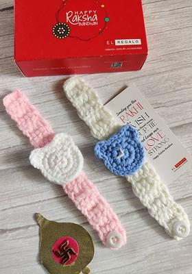 Kids Baby Set Of 2 White Pink Rakhi