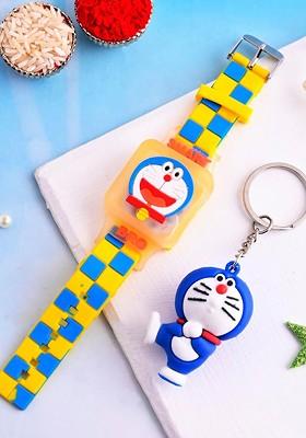 Kids Cute Cartoon Character Wraparound Rakhi With Key Chain And Roli Tilak