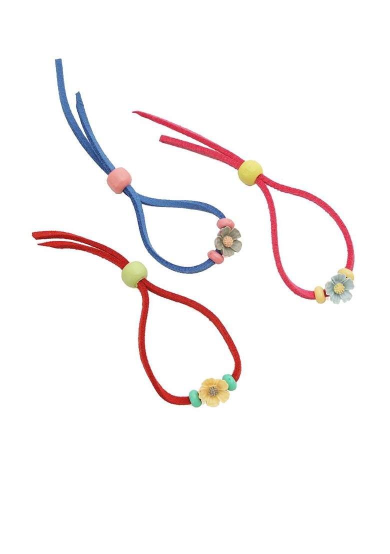Red Set Of 3 Floral Wraparound Rakhis With Roli Chawal And Greeting Card - Indya