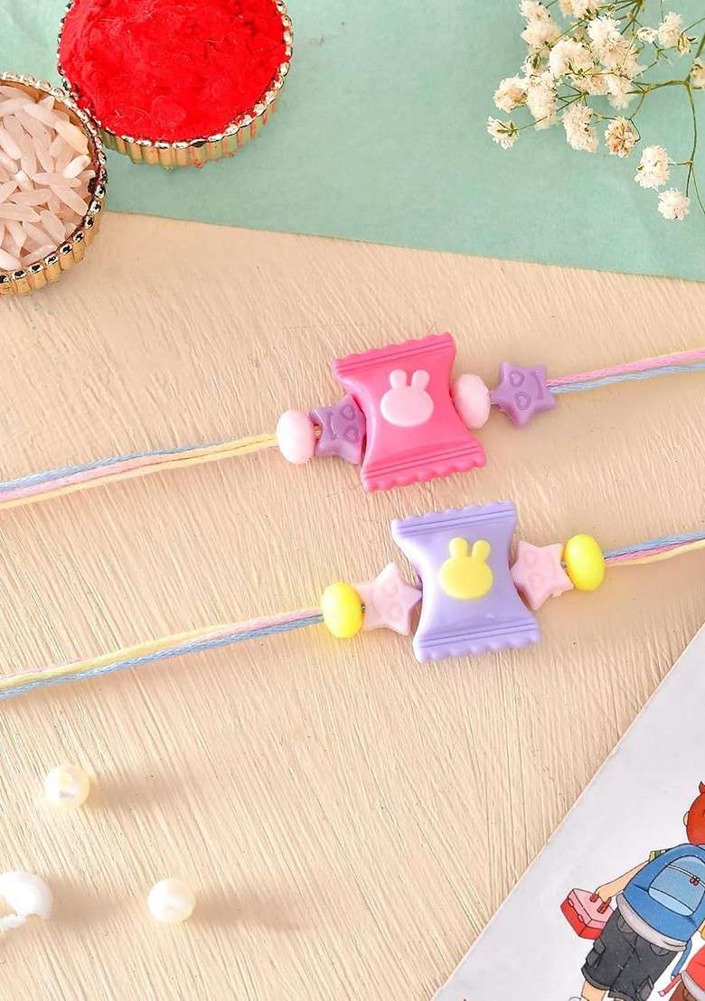 Kids 2Pcs Rakhi Fridge Magnet And Roli Tilak - Indya
