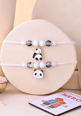 Kids Set Of 2 Cute Panda Rakhi With Fridge Magnet And Roli Tilak