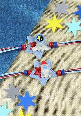 Blue Boys Set Of 2 Thread Rakhi With Roli Chawal