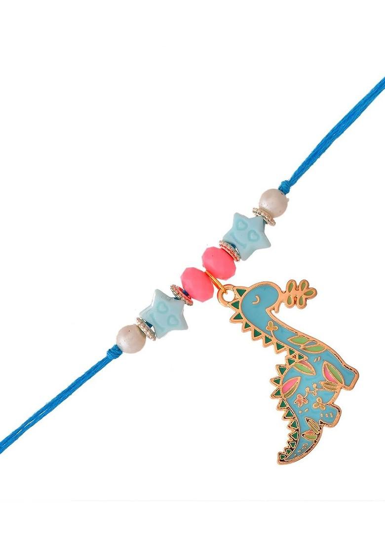 Kids Beaded Cute Cartoon Rakhi With Fridge Magnet And Roli Tilak - Indya