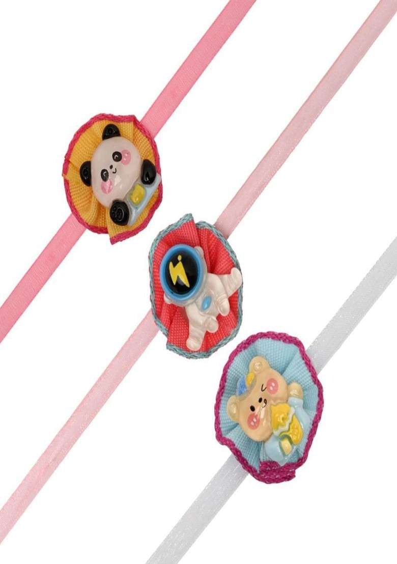 Pink Kids Boys Set Of 3 Xartoon Thread Rakhis For Brother - Indya