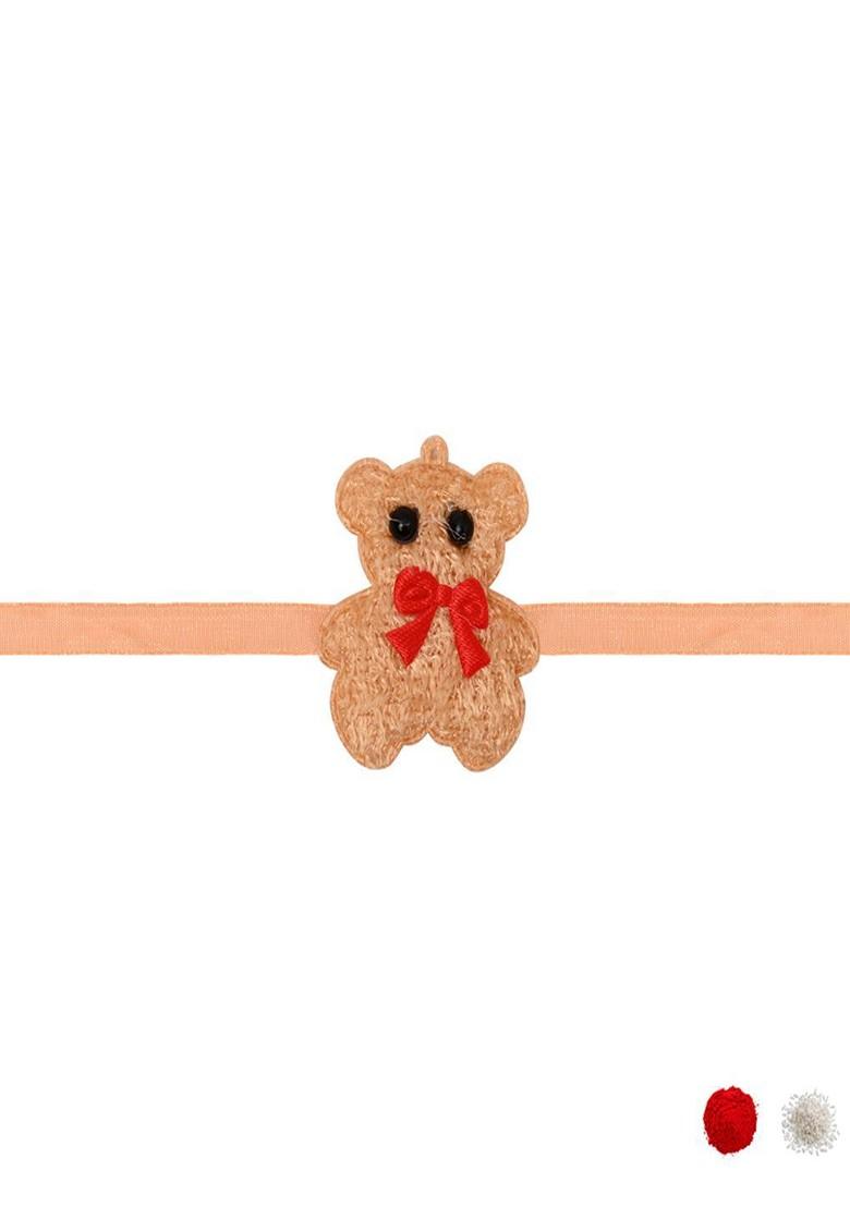 Gold Kids Boys Set Of 2 Teddy Thread Rakhis For Brother - Indya