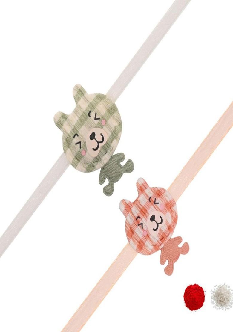 Green Set Of 2 Brother Fancy Cartoon Thread Rakhi - Indya