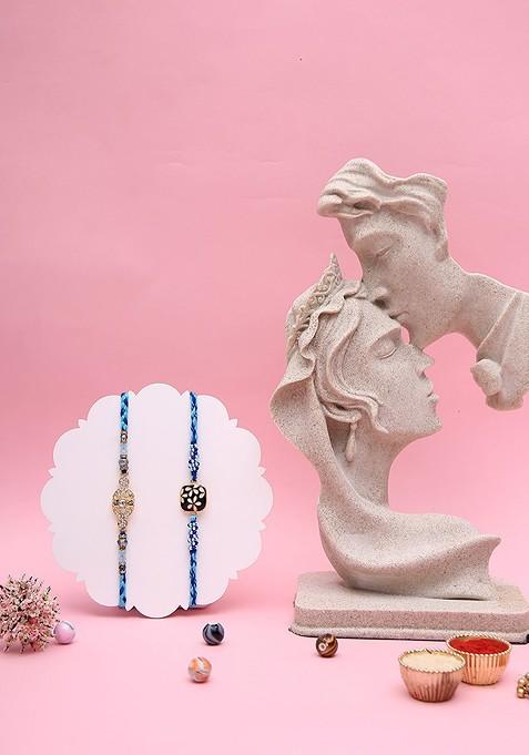 Set Of Two Evil Eye Rakhi Set With Showpieces