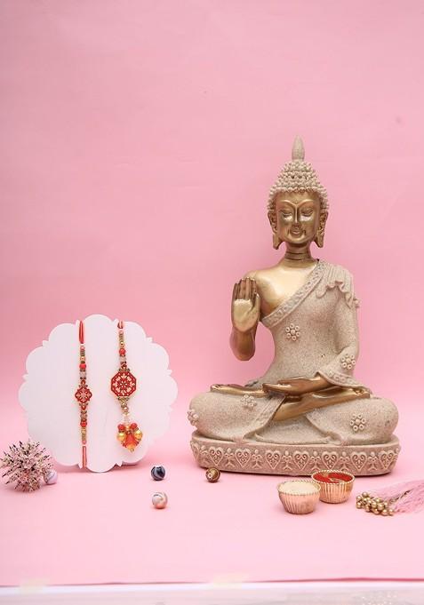 Set Of 2 Rakhi With Buddha Showpieces Gift Set