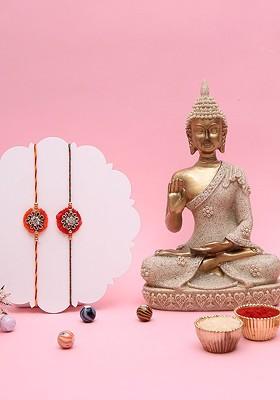 Red 5Pcs Thread Rakhi Gift Set